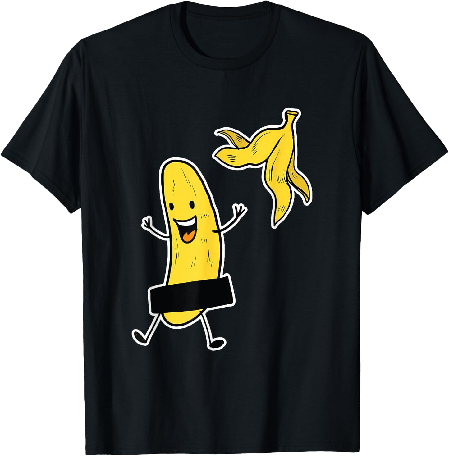 Funny Banana Striptease Cartoon Party Sweet Fun Outfit T-Shirt - T-Shirt | Black