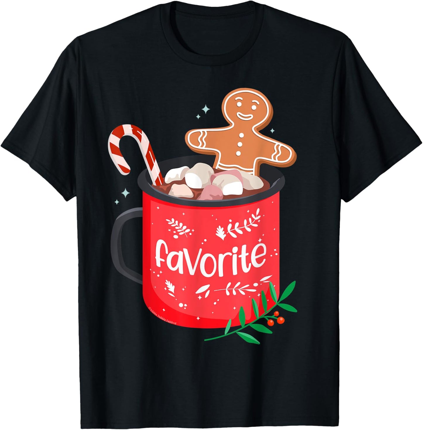 Christmas Matching Family Cocoa Mug with Candy Cane FAVORITE T-Shirt - T-Shirt | Black