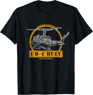 UH-1 Iroquois "Huey" Helicopter T-Shirt - T-Shirt | Black