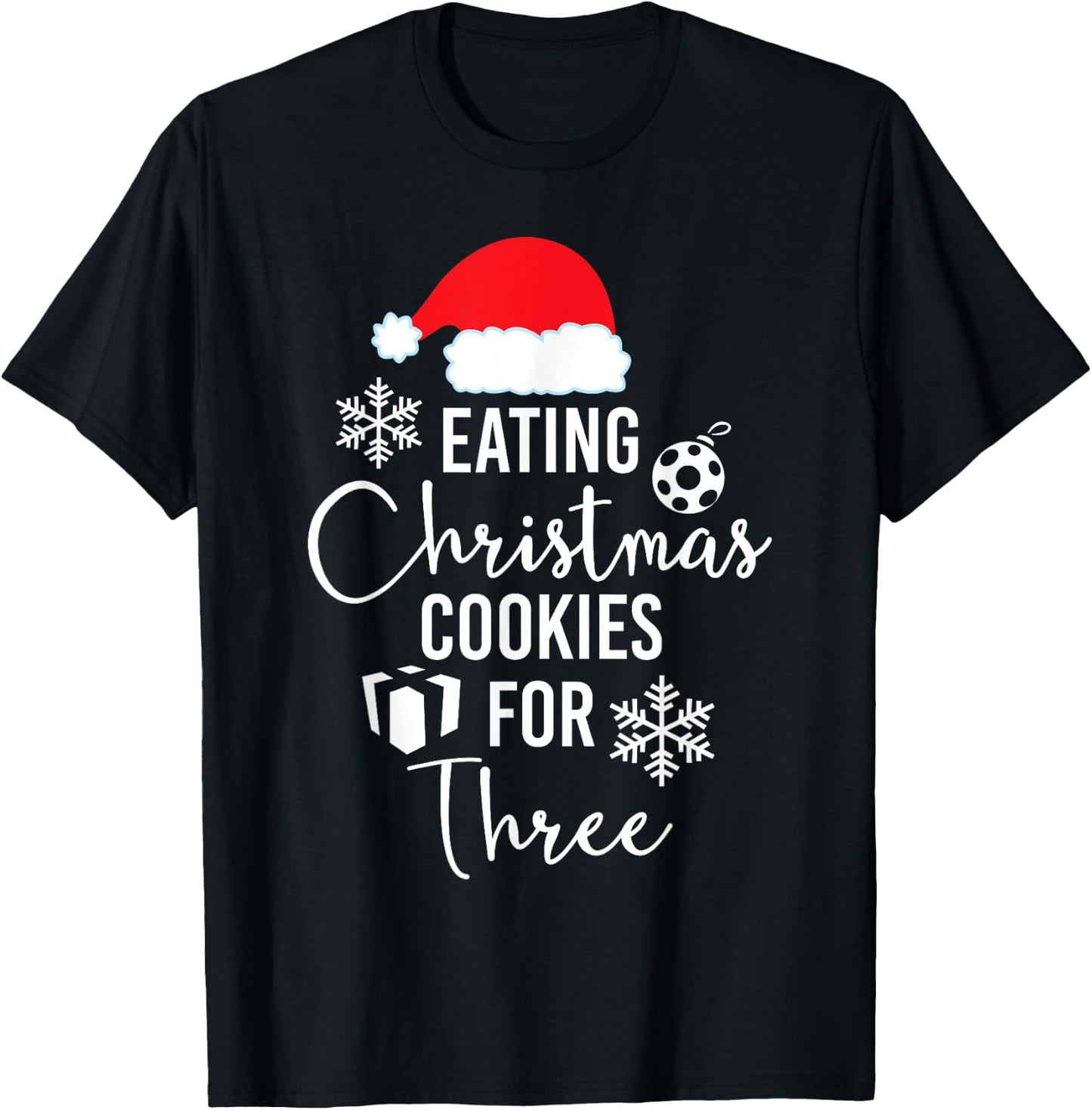 Eating Christmas Cookies For Three Shirt Pregnancy Twins T-Shirt - T-Shirt | Black
