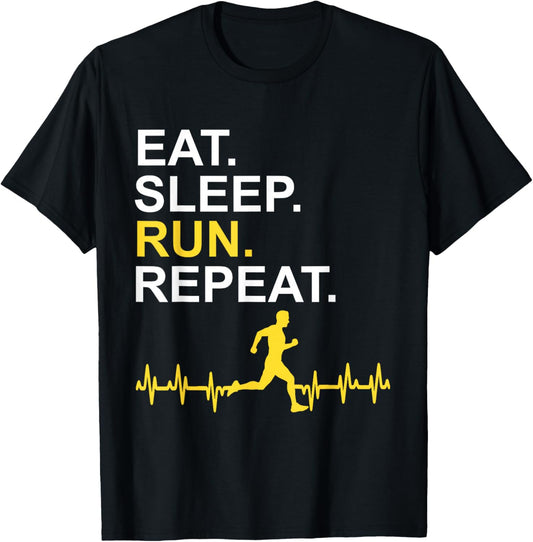 Eat Sleep Run Repeat T-Shirt - T-Shirt | Black