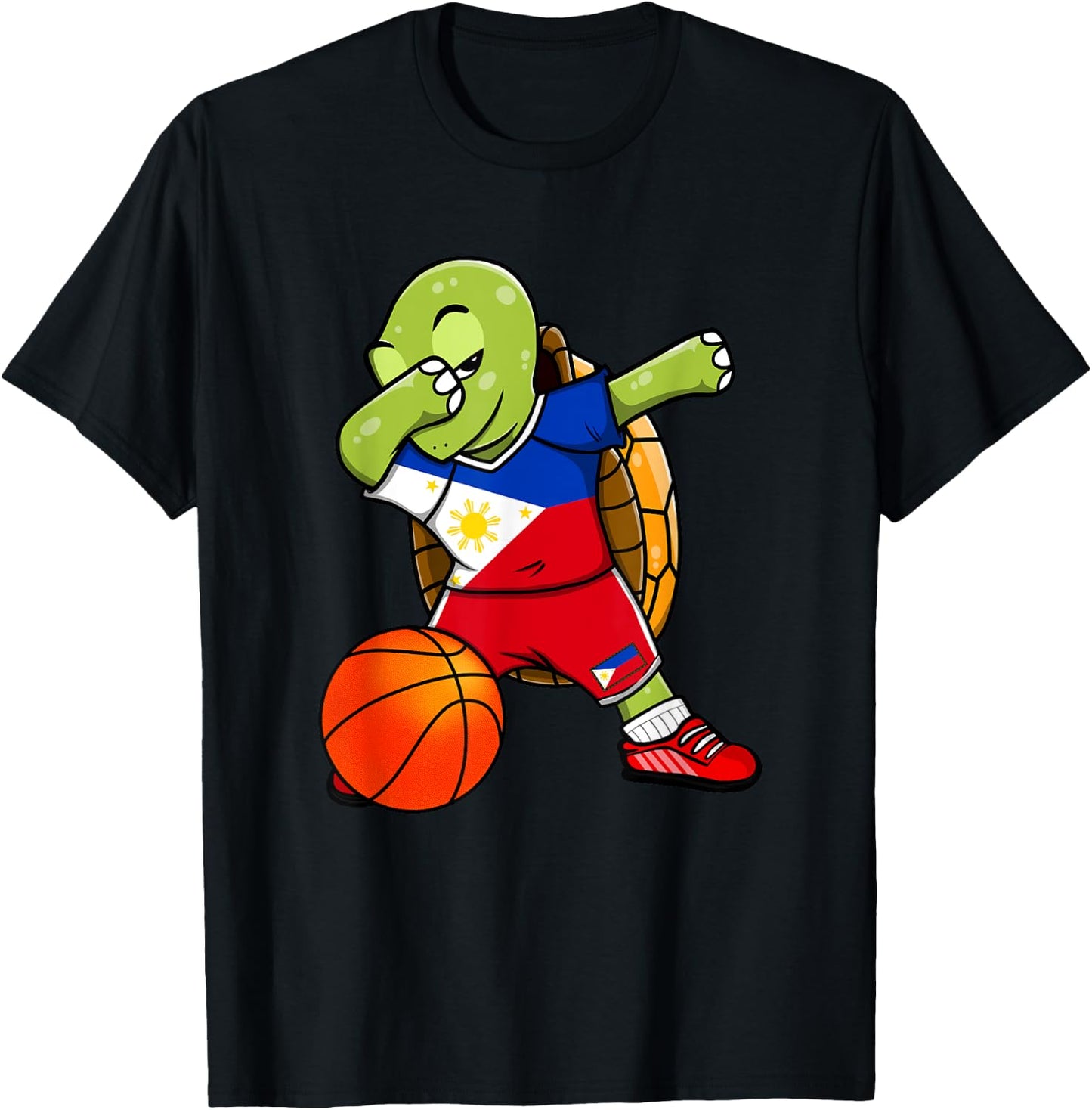 Dabbing Turtle Philippines Jersey Philippine Basketball Fans T-Shirt - T-Shirt | Black