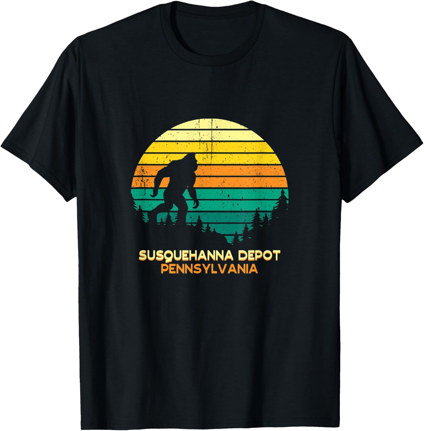 Retro Susquehanna Depot, Pennsylvania Big foot Souvenir T-Shirt - T-Shirt | Black