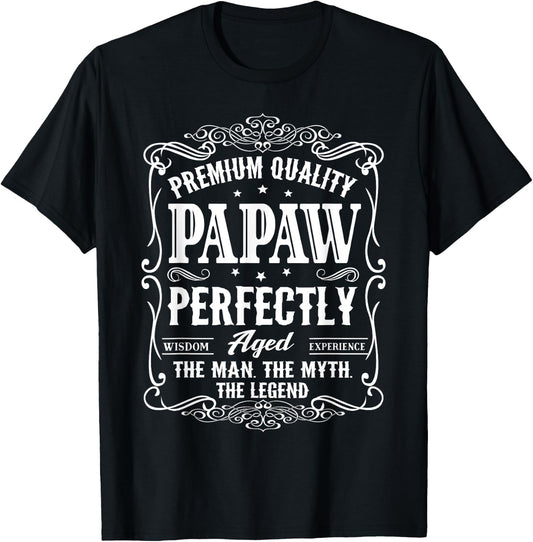 Vintage Papaw Fathers Day Grandpa Gift Funny T-Shirt - T-Shirt | Black