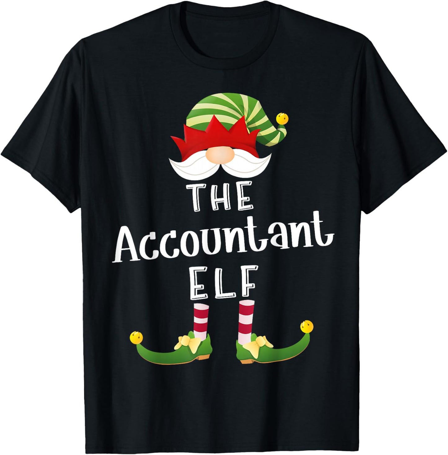 Accountant Elf Group Christmas Funny Pajama Party T-Shirt - T-Shirt | Black