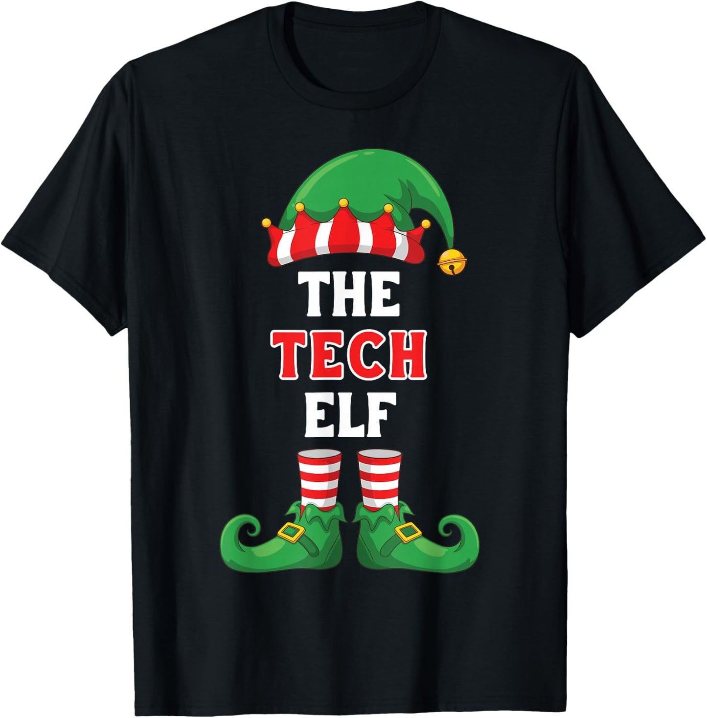 The Tech Elf Shirt Christmas for IT Guy Tech Support Geek T-Shirt - T-Shirt | Black