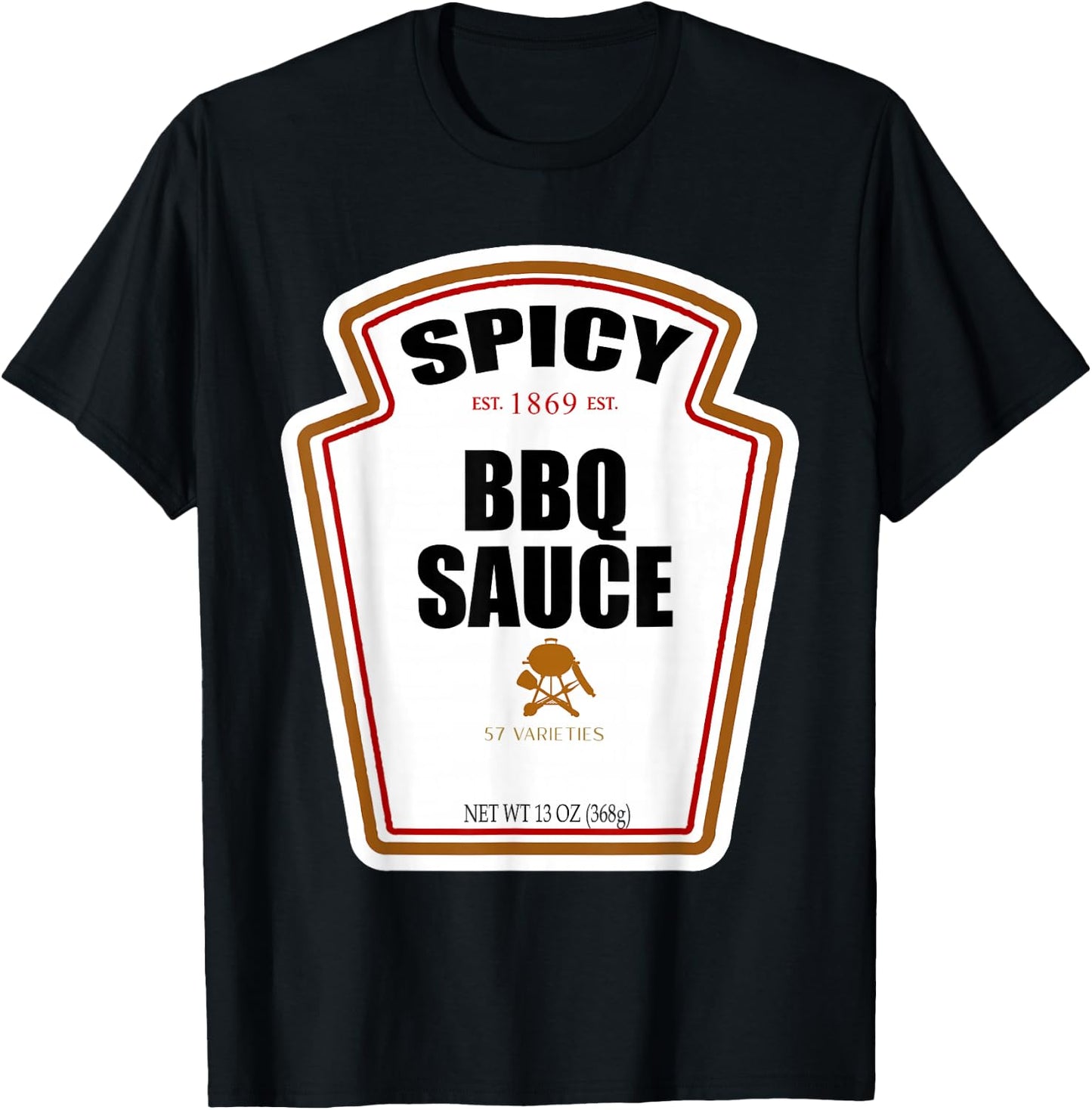 Halloween Matching Costume Spicy BBQ Sauce Bottle Label T-Shirt - T-Shirt | Black