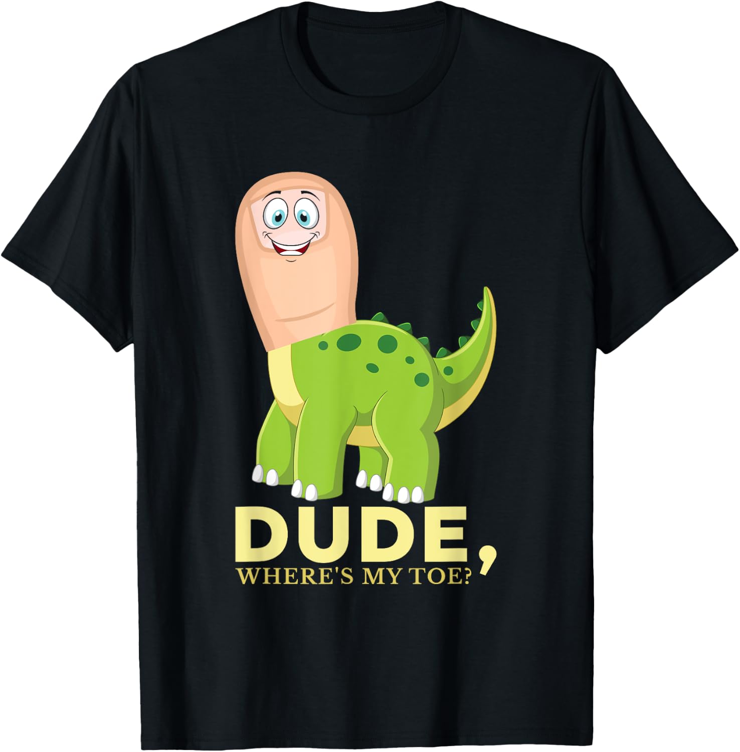 Dude Where's My Toe Funny Amputation Brontosaurus Amputee T-Shirt - T-Shirt | Black