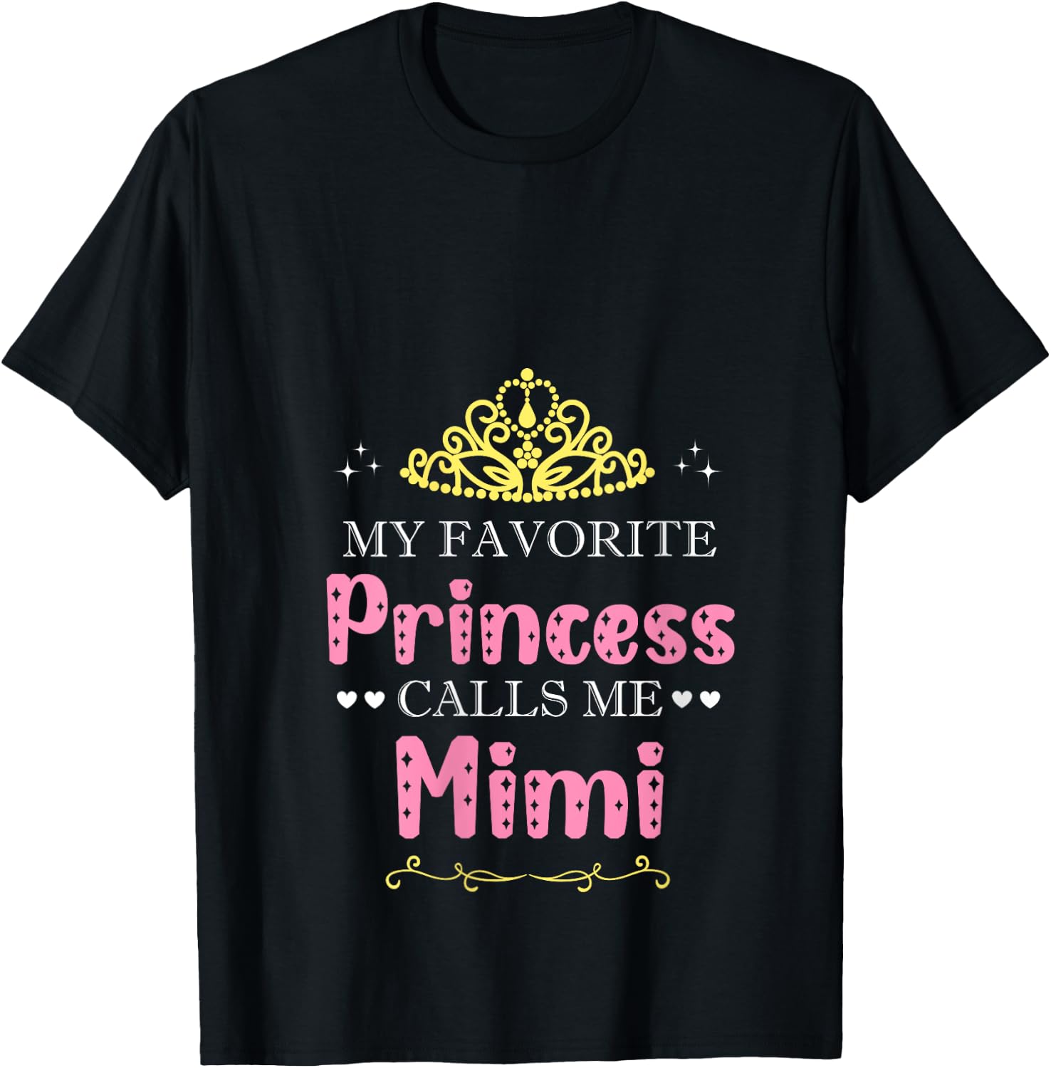 My Favorite Princess Calls Me Mimi Mother Grandma Funny V-Neck T-Shirt - T-Shirt | Black