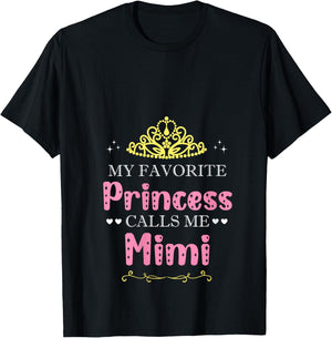 My Favorite Princess Calls Me Mimi Mother Grandma Funny V-Neck T-Shirt - T-Shirt | Black