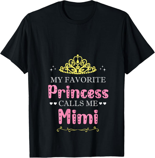 My Favorite Princess Calls Me Mimi Mother Grandma Funny V-Neck T-Shirt - T-Shirt | Black