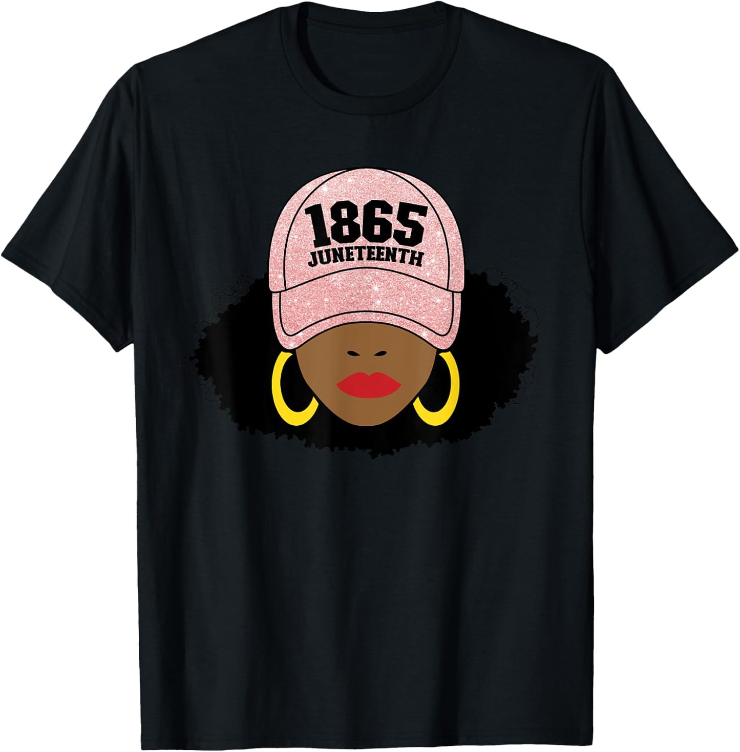 Juneteenth 1865 Black Freedom Afro Pink Women's Juneteenth T-Shirt - T-Shirt | Black