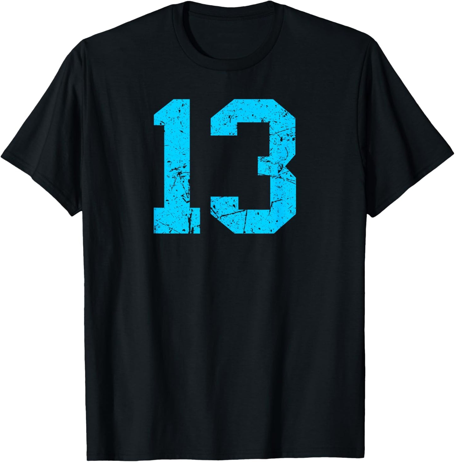 Number #13 Sport Blue Vintage Number T-Shirt - T-Shirt | Black