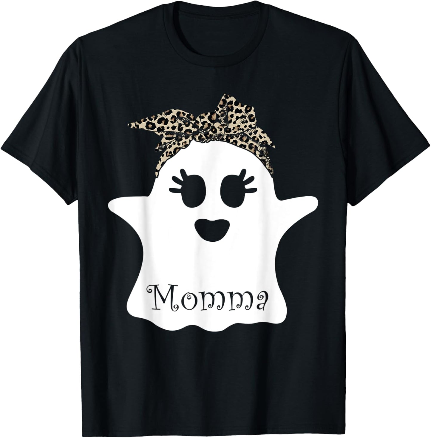 mb Spooky Momma Ghost Bandana Boo Halloween Family Matching T-Shirt - T-Shirt | Black