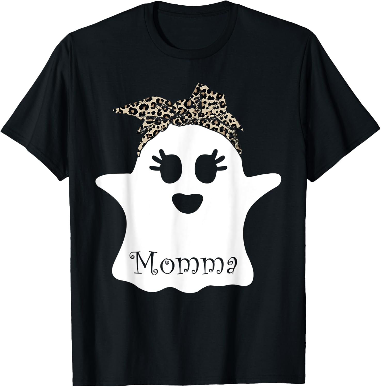 mb Spooky Momma Ghost Bandana Boo Halloween Family Matching T-Shirt - T-Shirt | Black