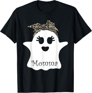 mb Spooky Momma Ghost Bandana Boo Halloween Family Matching T-Shirt - T-Shirt | Black