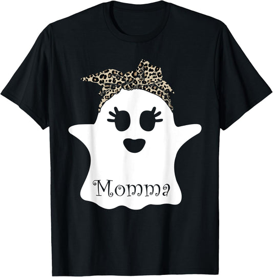 mb Spooky Momma Ghost Bandana Boo Halloween Family Matching T-Shirt - T-Shirt | Black