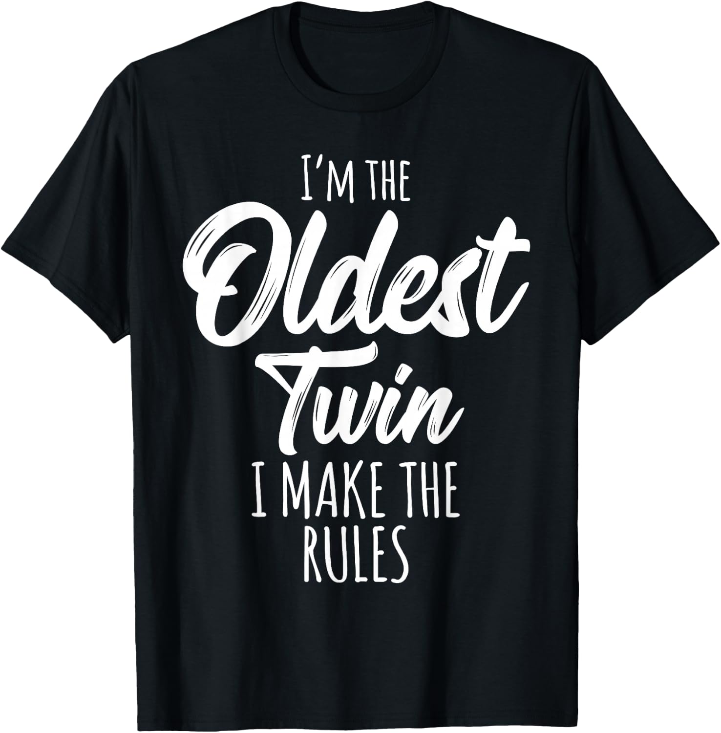 Twins Matching Shirt Birthday Sibling Oldest Twin T-Shirt - T-Shirt | Black