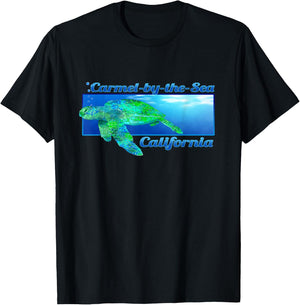 Carmel-by-the-Sea California Swimming Sea Turtle T-Shirt - T-Shirt | Black