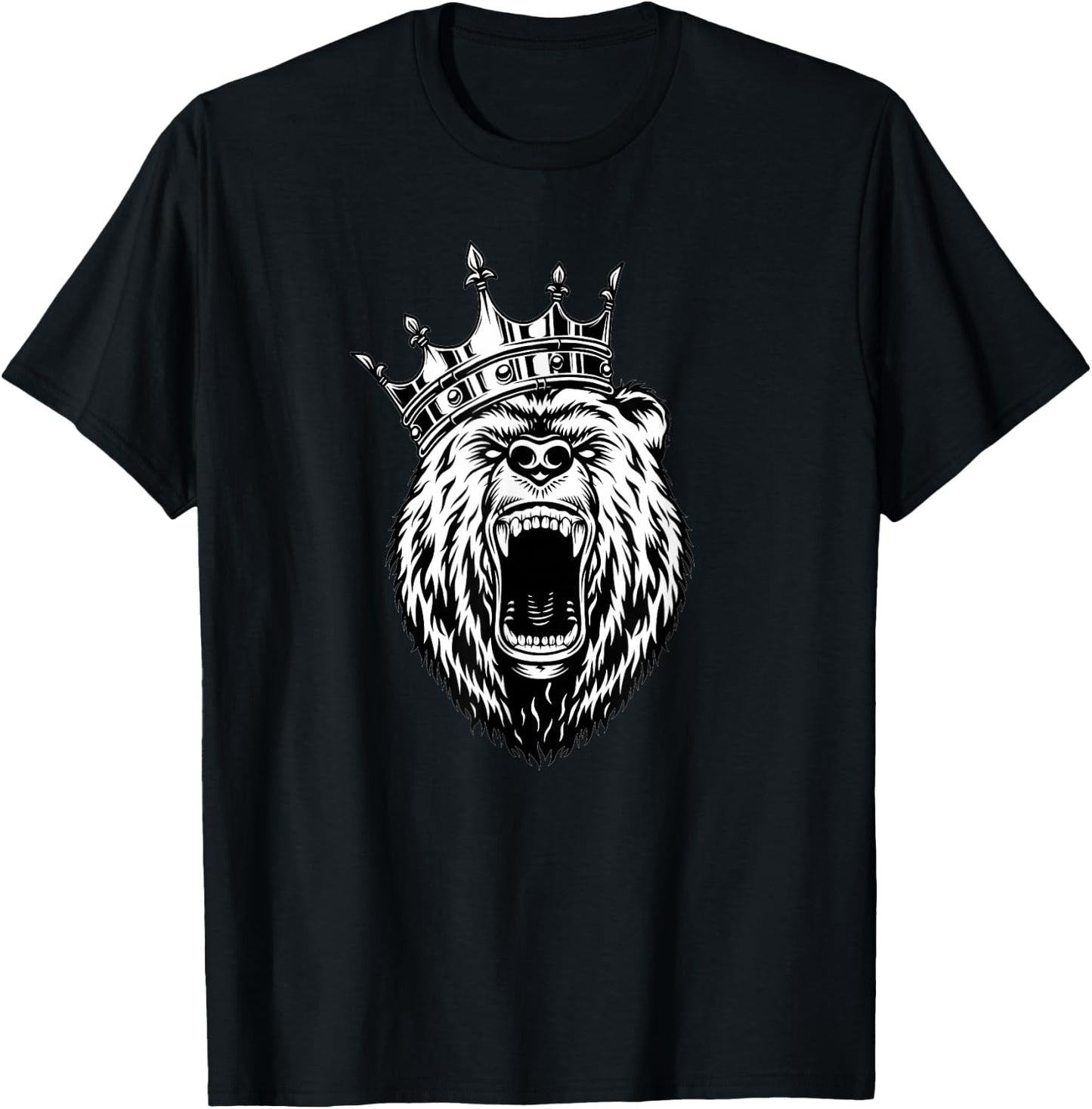 Bear Head - Angry Bear - Bear with a Crown - King of Bears T-Shirt - T-Shirt | Black