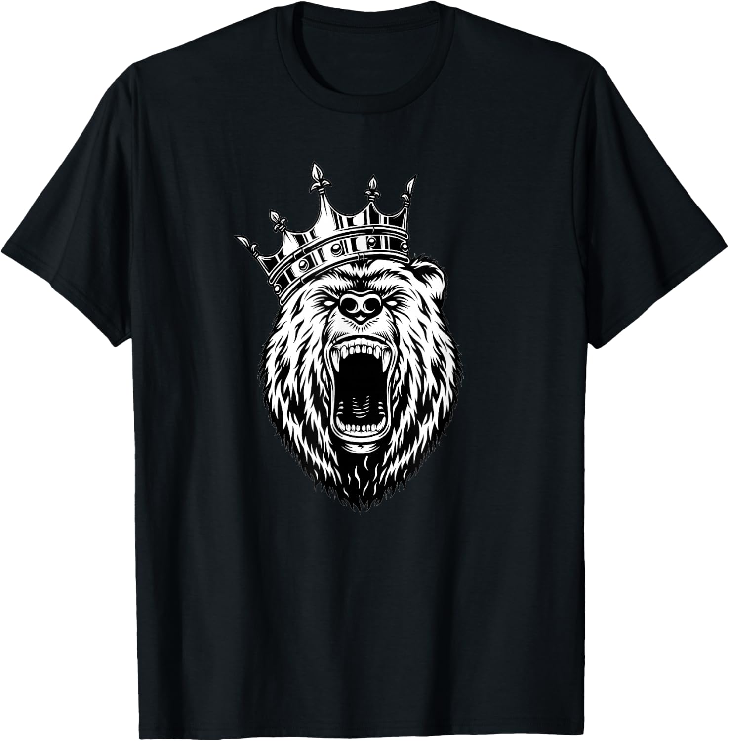 Bear Head - Angry Bear - Bear with a Crown - King of Bears T-Shirt - T-Shirt | Black