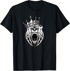 Bear Head - Angry Bear - Bear with a Crown - King of Bears T-Shirt - T-Shirt | Black