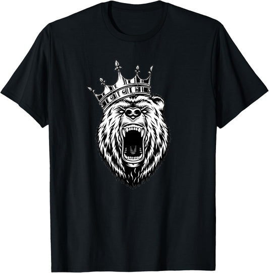 Bear Head - Angry Bear - Bear with a Crown - King of Bears T-Shirt - T-Shirt | Black