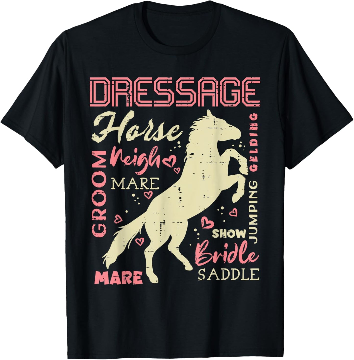 Horse Words Dressage Riding Rider Equestrian Men Women Kids T-Shirt - T-Shirt | Black