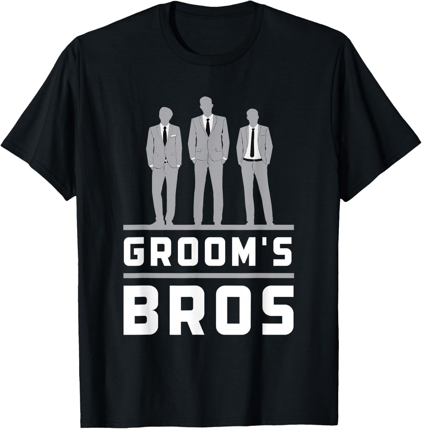 Groom's Bros Groomsmen Funny Wedding Groom Men T-Shirt - T-Shirt | Black