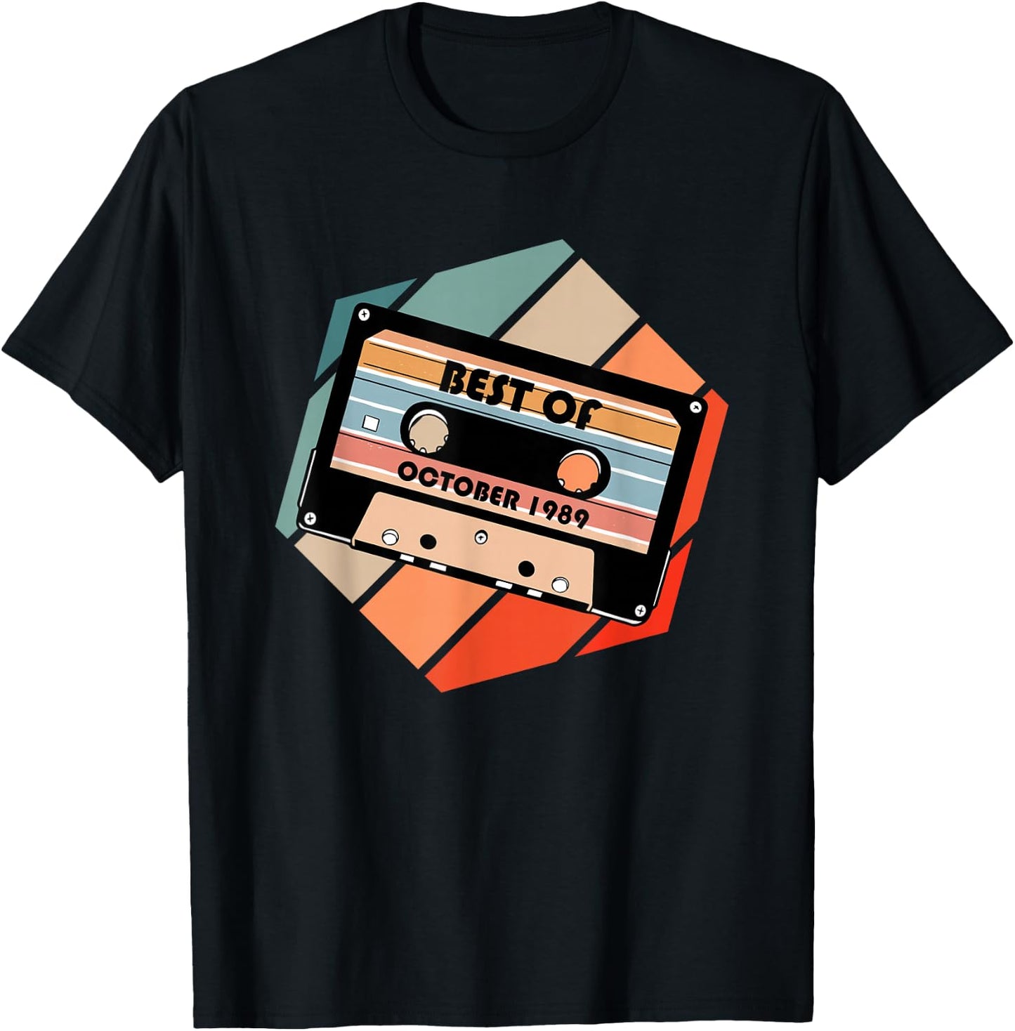 Vintage Best of October 1989 Cassette Retro Birthday Tape T-Shirt - T-Shirt | Black