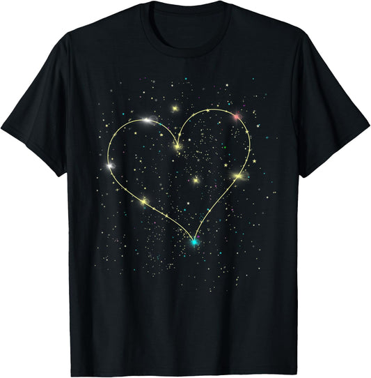 Heart Shaped Constellation Women's Heart Love Constellation T-Shirt - T-Shirt | Black