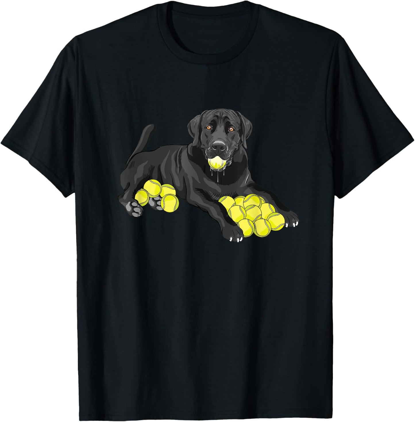 Black Labrador Retriever Tennis Ball Tennis Player Dog Lover T-Shirt - T-Shirt | Black