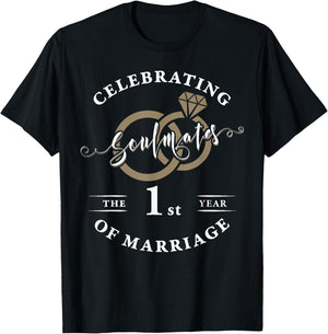 1 Year Wedding Anniversary Couple Husband Wife Matching T-Shirt - T-Shirt | Black