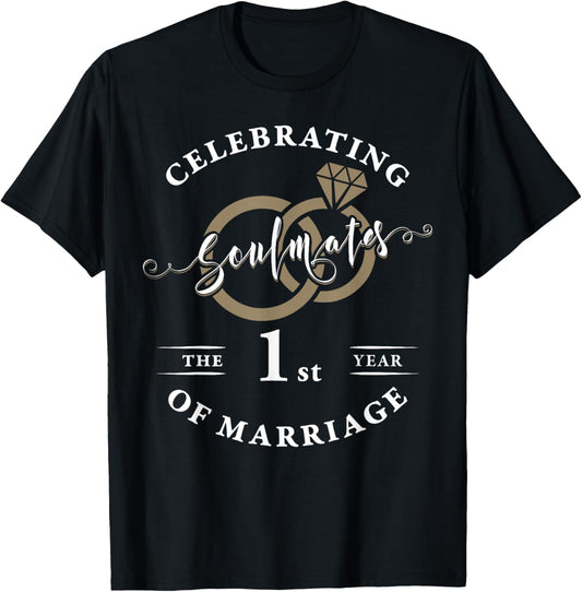1 Year Wedding Anniversary Couple Husband Wife Matching T-Shirt - T-Shirt | Black