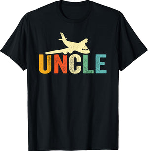 Uncle Airplane Pilot Plane Lover Aircraft Flying From Nephew T-Shirt - T-Shirt | Black