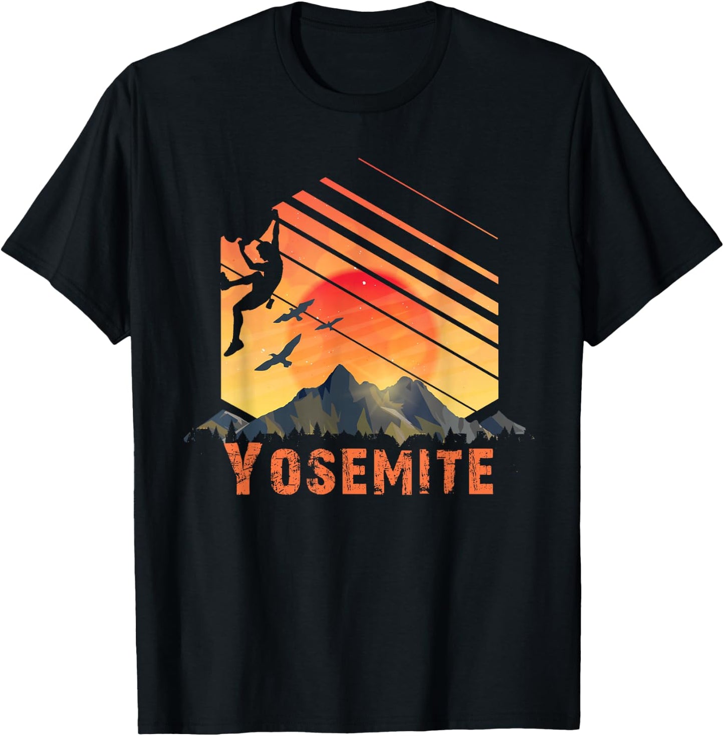 Yosemite N.P. Rock Climbing, Bouldering and Hiking T-Shirt - T-Shirt | Black