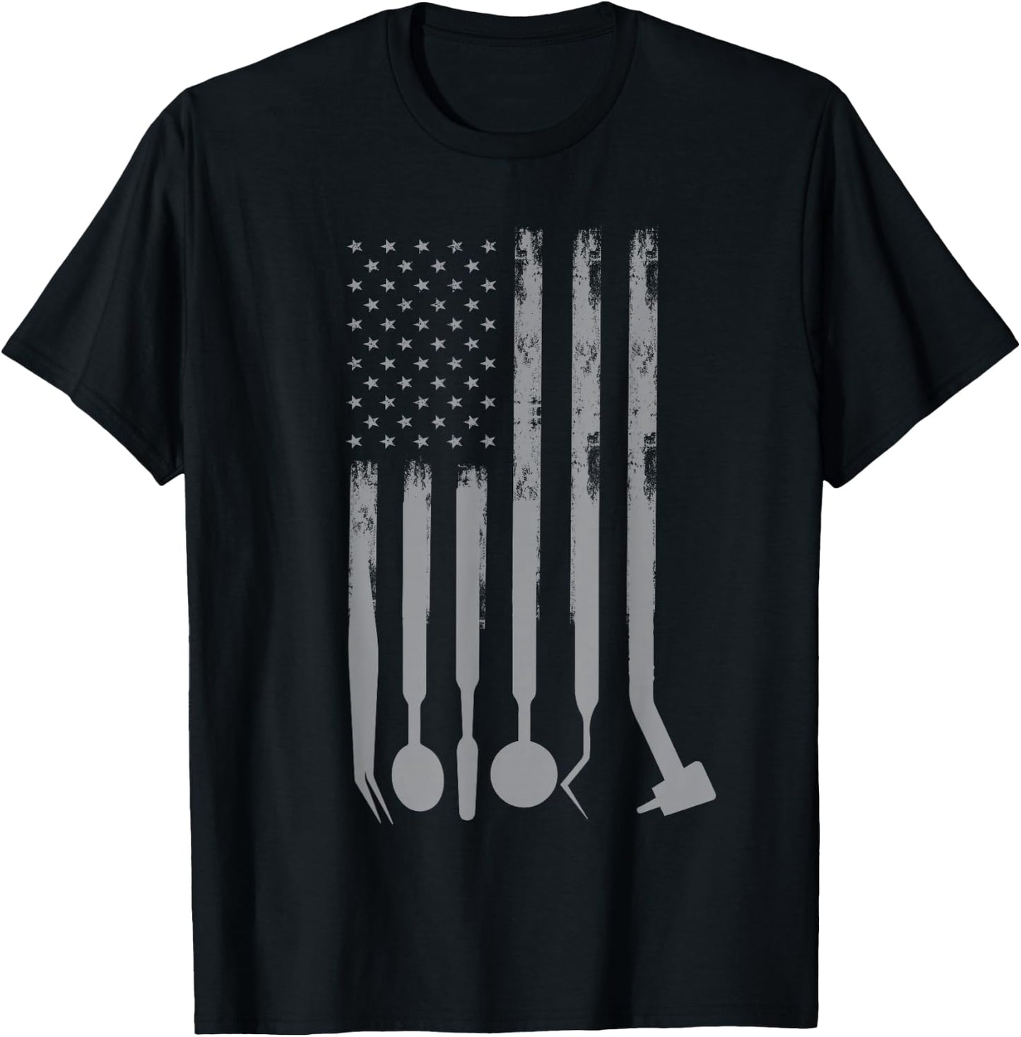 American Dentist Design USA Flag Dental Treatment T-Shirt - T-Shirt | Black