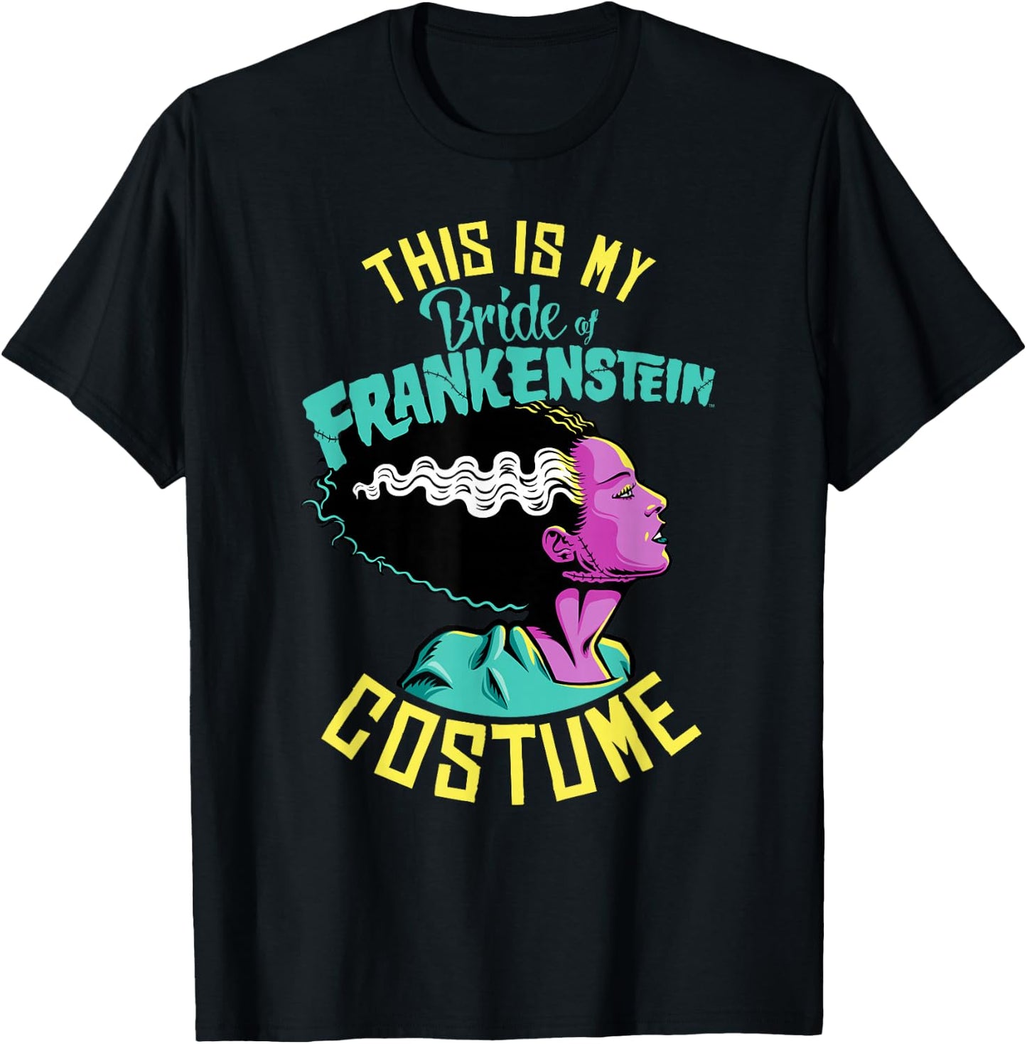 Universal Monsters Bride Of Frankenstein Costume Halloween T-Shirt - T-Shirt | Black