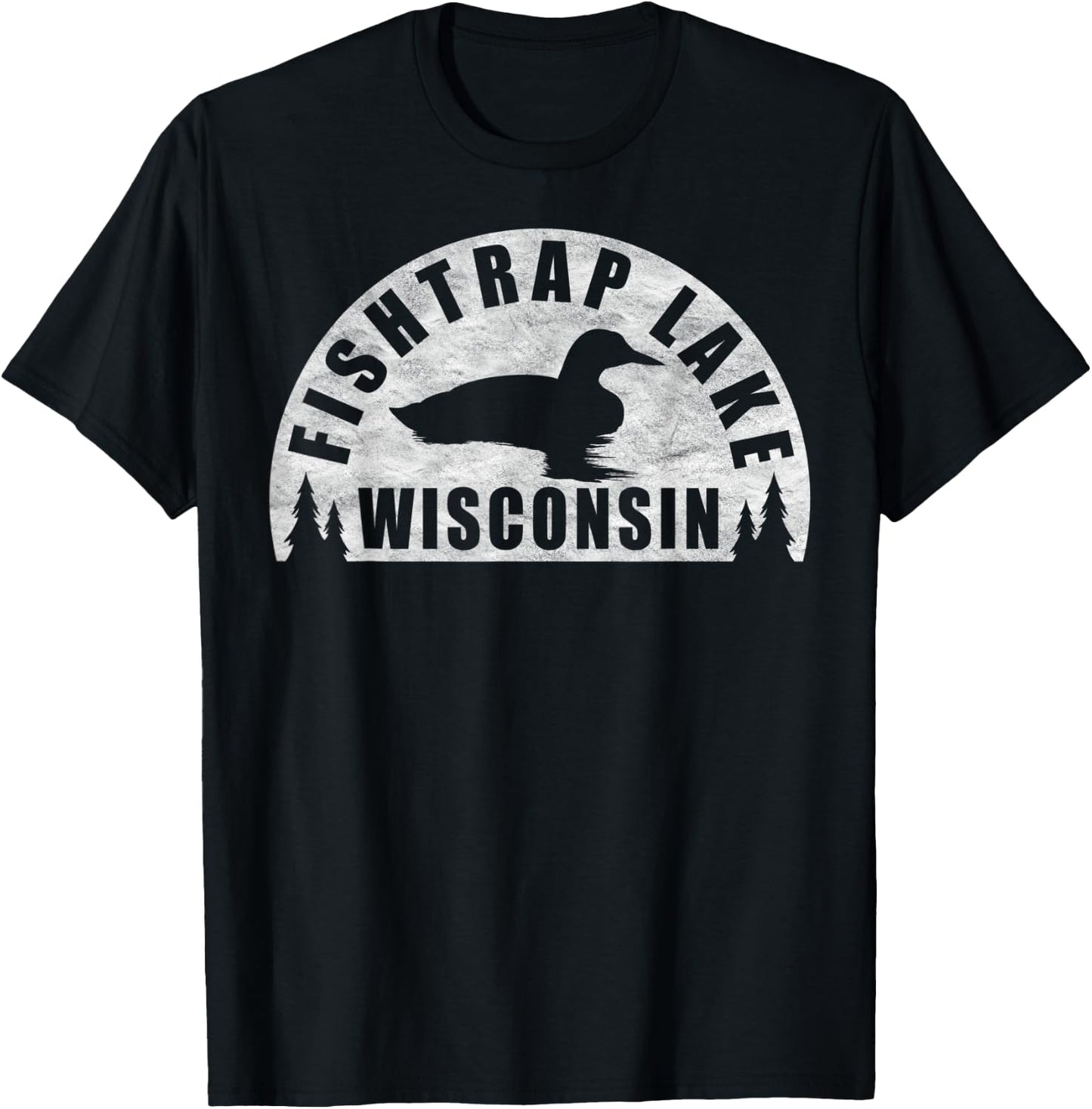 Fishtrap Lake Northern Wisconsin Loon T-Shirt - T-Shirt | Black