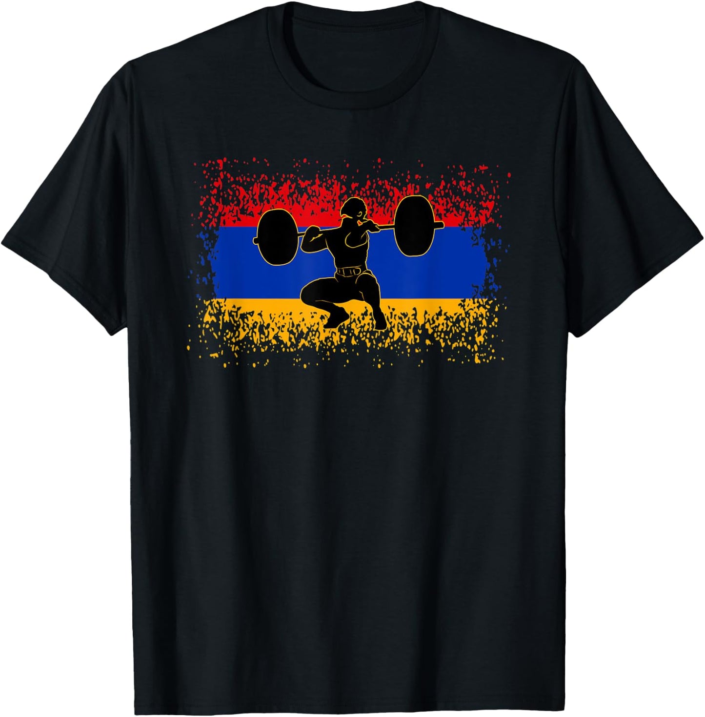 Weightlifting Men Armenia Flag Gym Competitive Workout T-Shirt - T-Shirt | Black