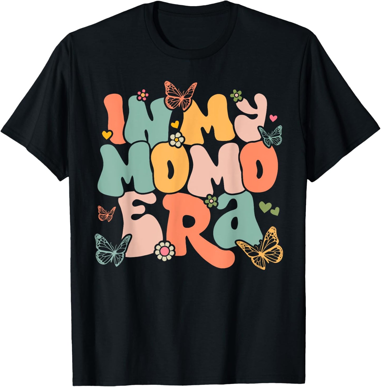 Retro Groovy In My Momo Era Mother's Day T-Shirt - T-Shirt | Black
