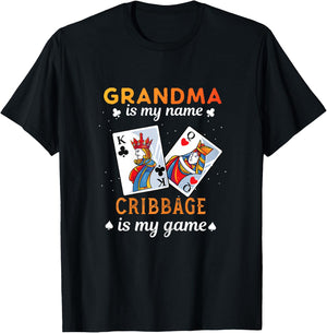 Cribbage Player Gift - Funny Cribbage Grandma T-Shirt - T-Shirt | Black