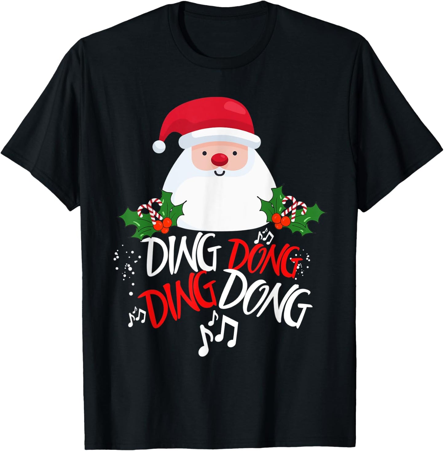 Funny Ding Dong Ding Dong Novelty Christmas T-Shirt - T-Shirt | Black