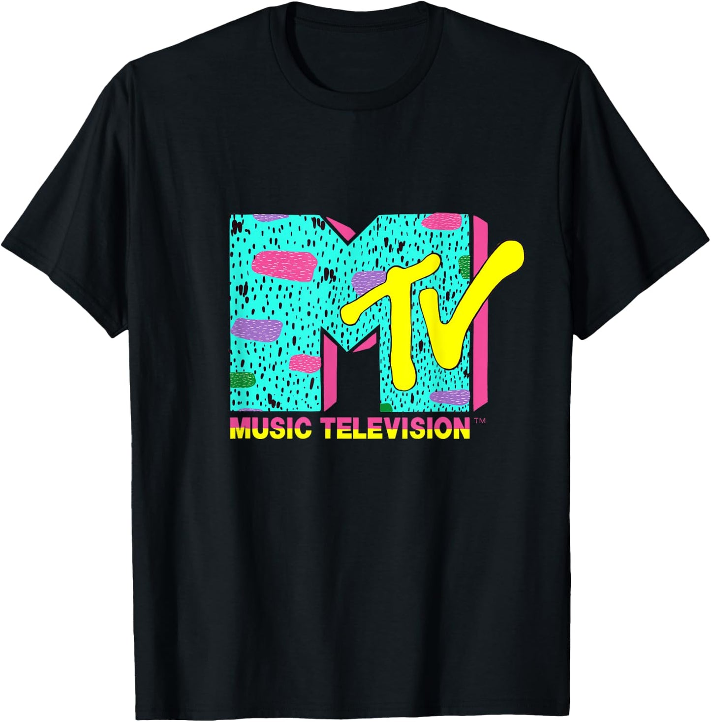 Mademark x MTV - The official MTV Logo with wild colors and a funky design T-Shirt - T-Shirt | Black