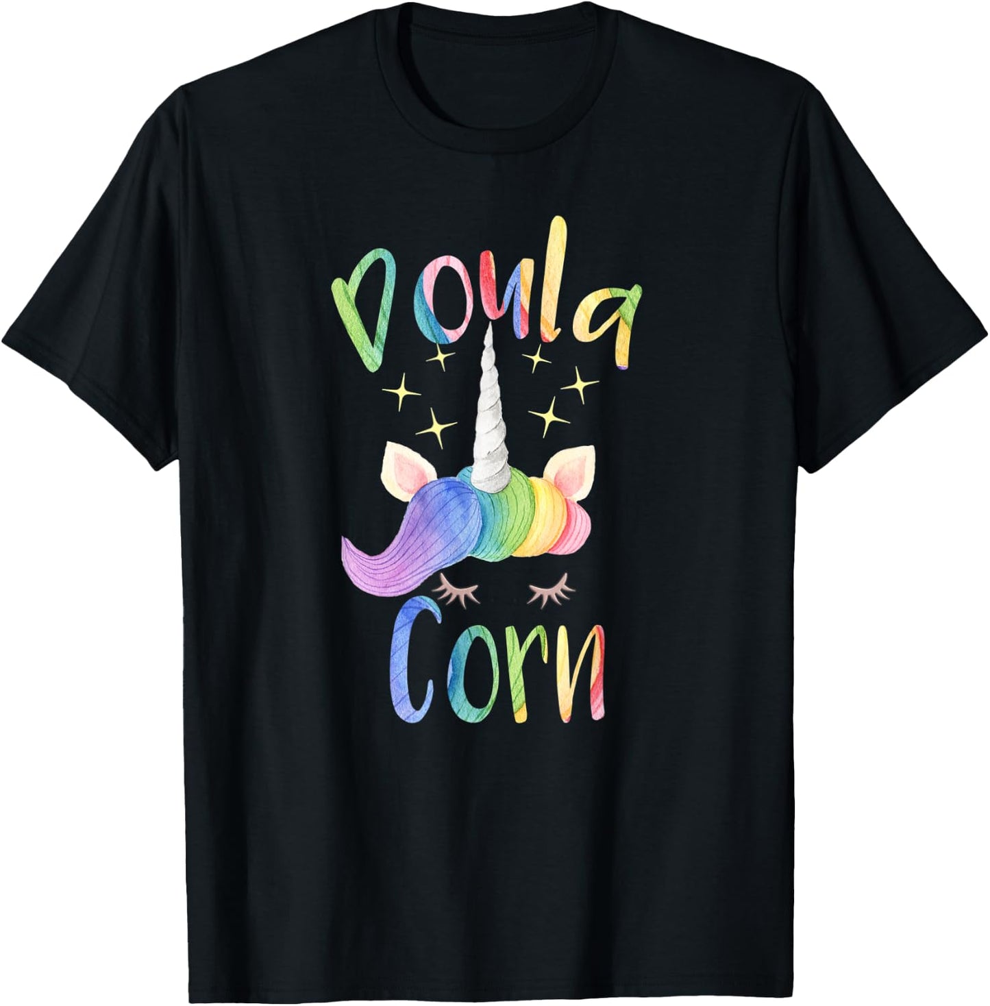 Doula Corn Unicorn Funny T-Shirt - T-Shirt | Black