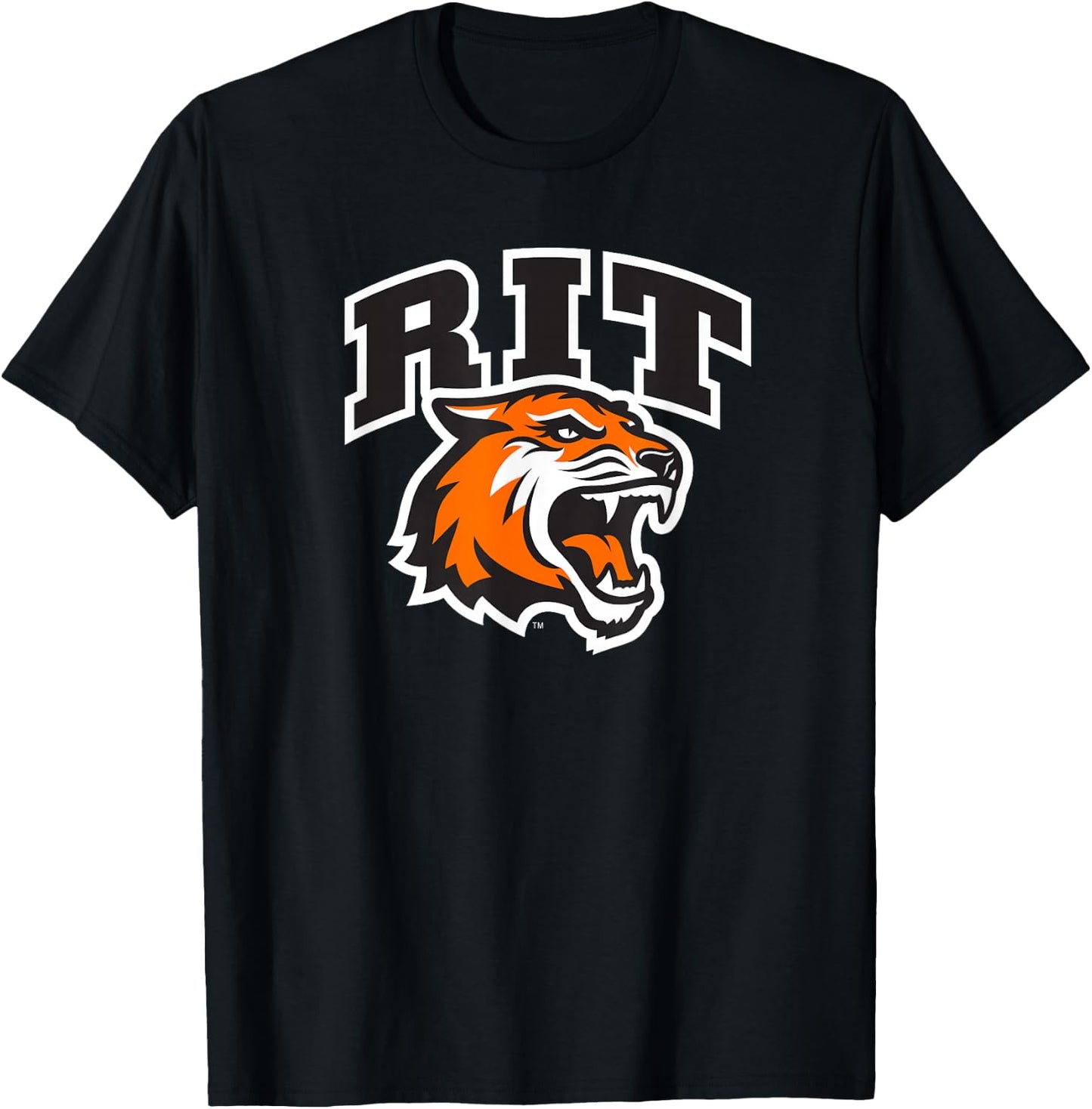 Rochester Institute of Technology RIT Tiger Stacked Logo T-Shirt - T-Shirt | Black