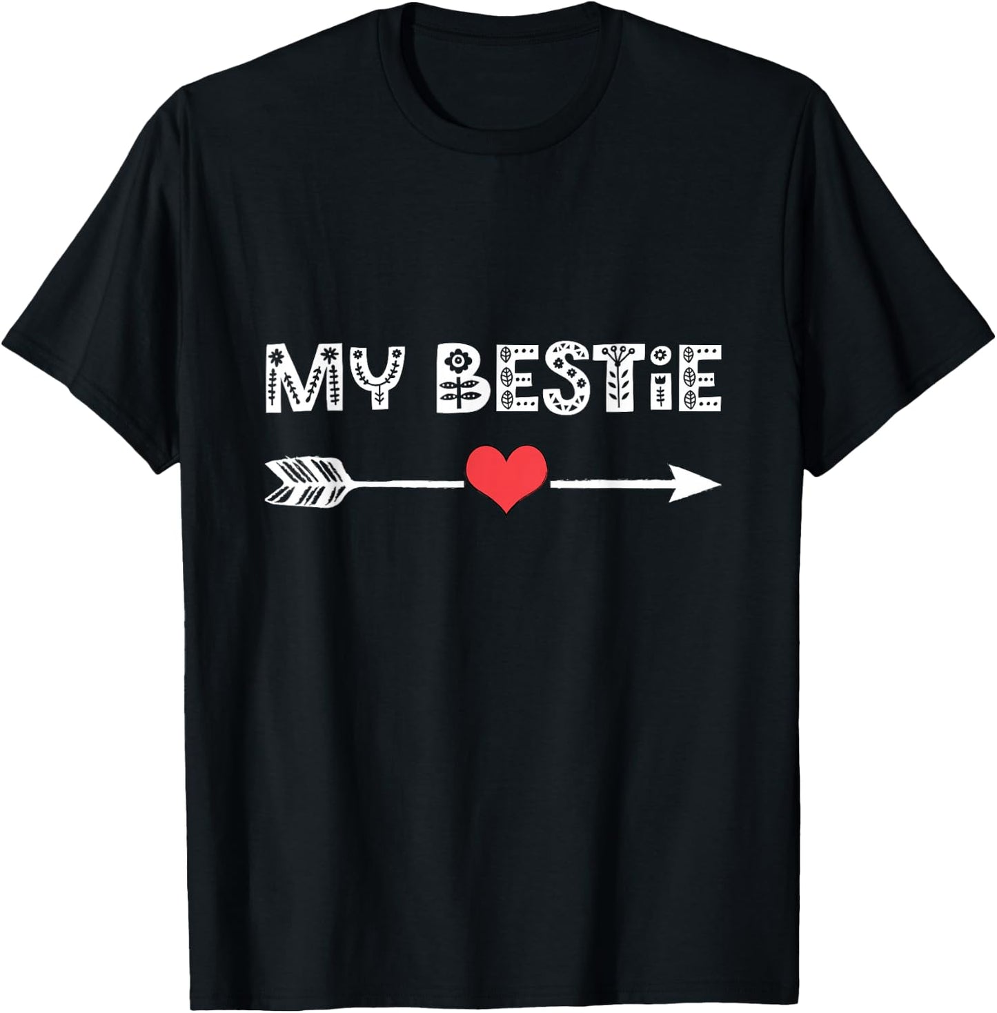 Besties Best Friend Right Arrow Heart Love Matching Outfit T-Shirt - T-Shirt | Black