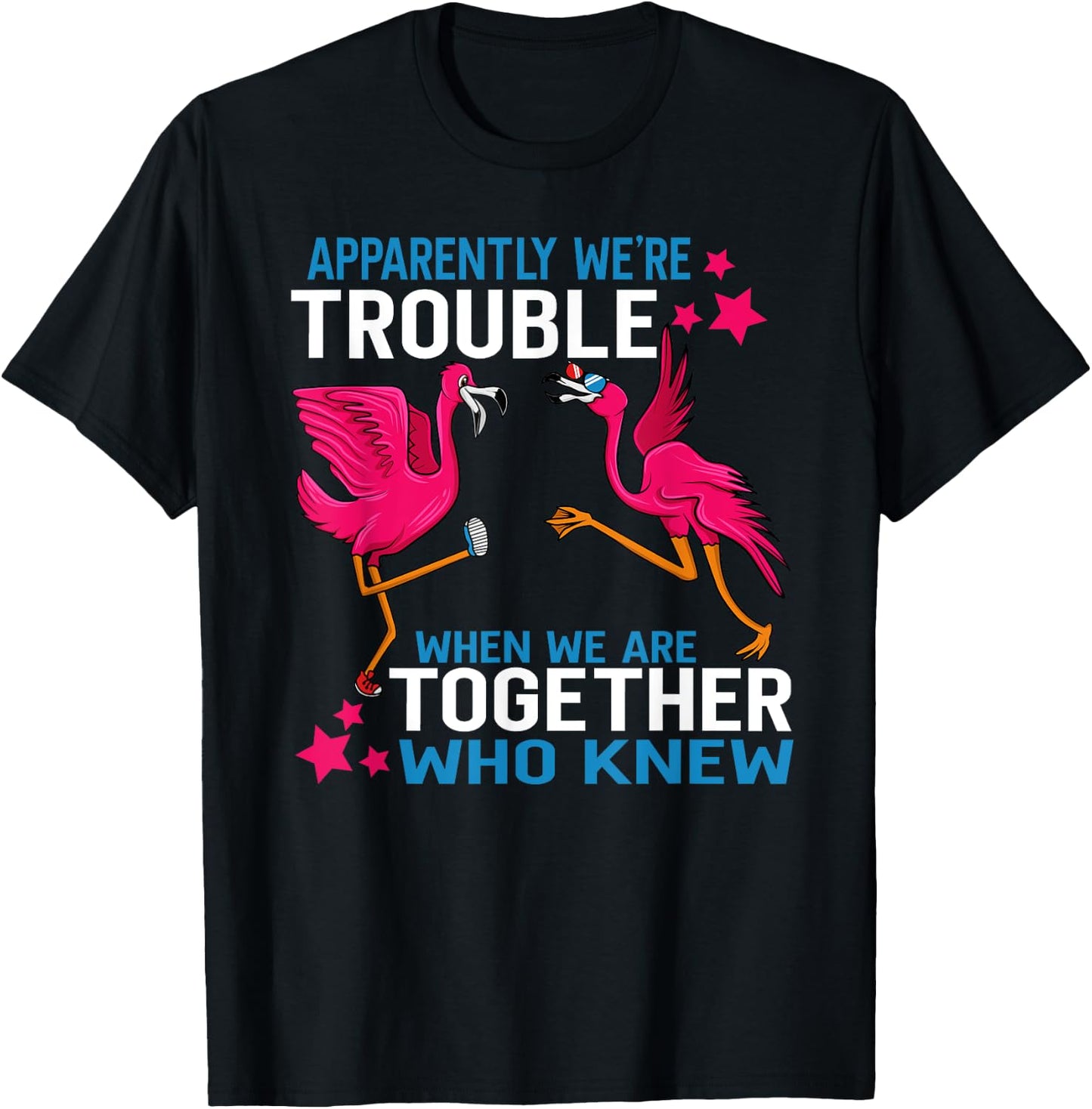 Apparently We Are Trouble When We Are Together Flamingo T-Shirt - T-Shirt | Black