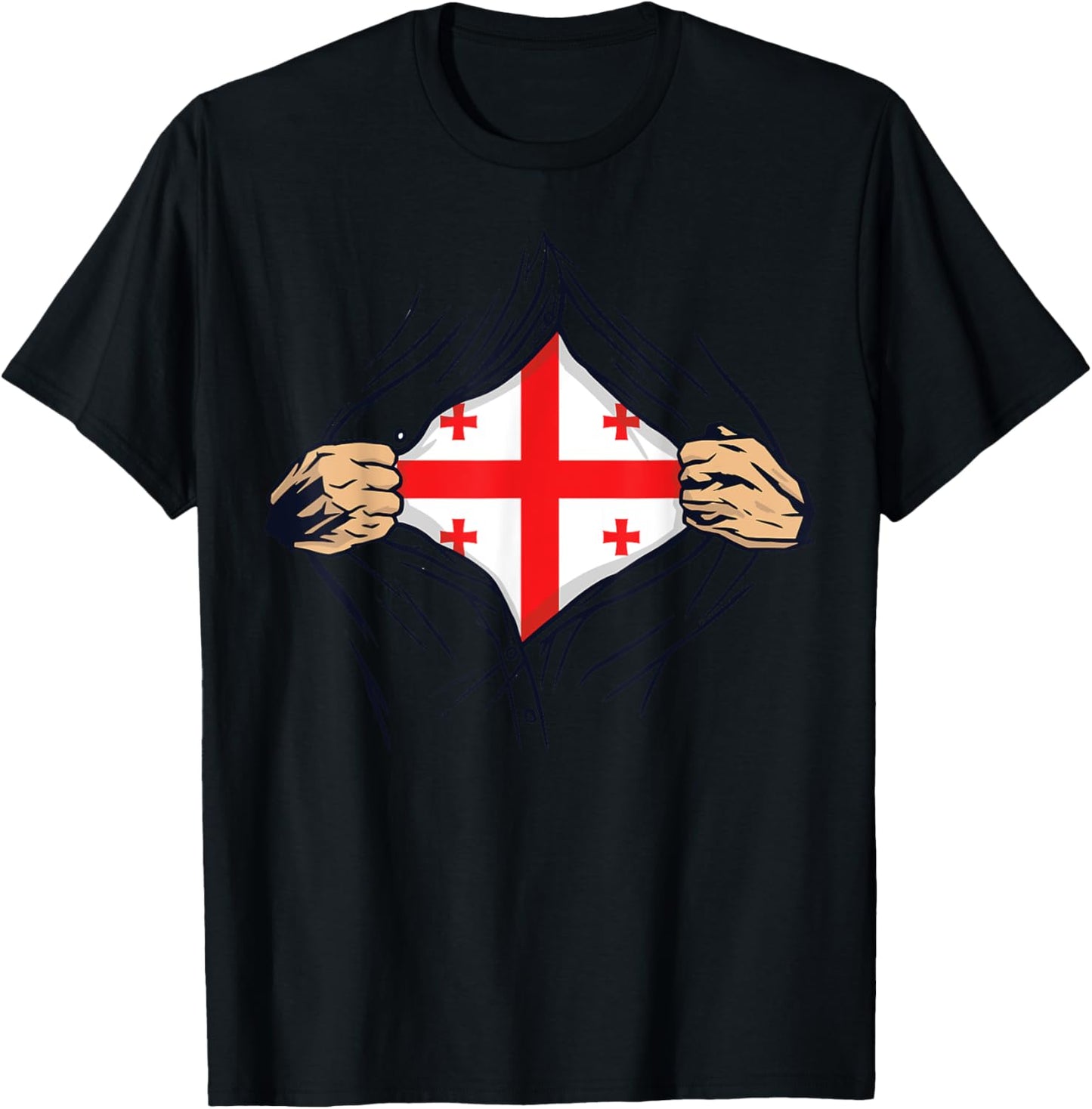 Proud Georgian Love Georgia Flag Country Home Nation T-Shirt - T-Shirt | Black