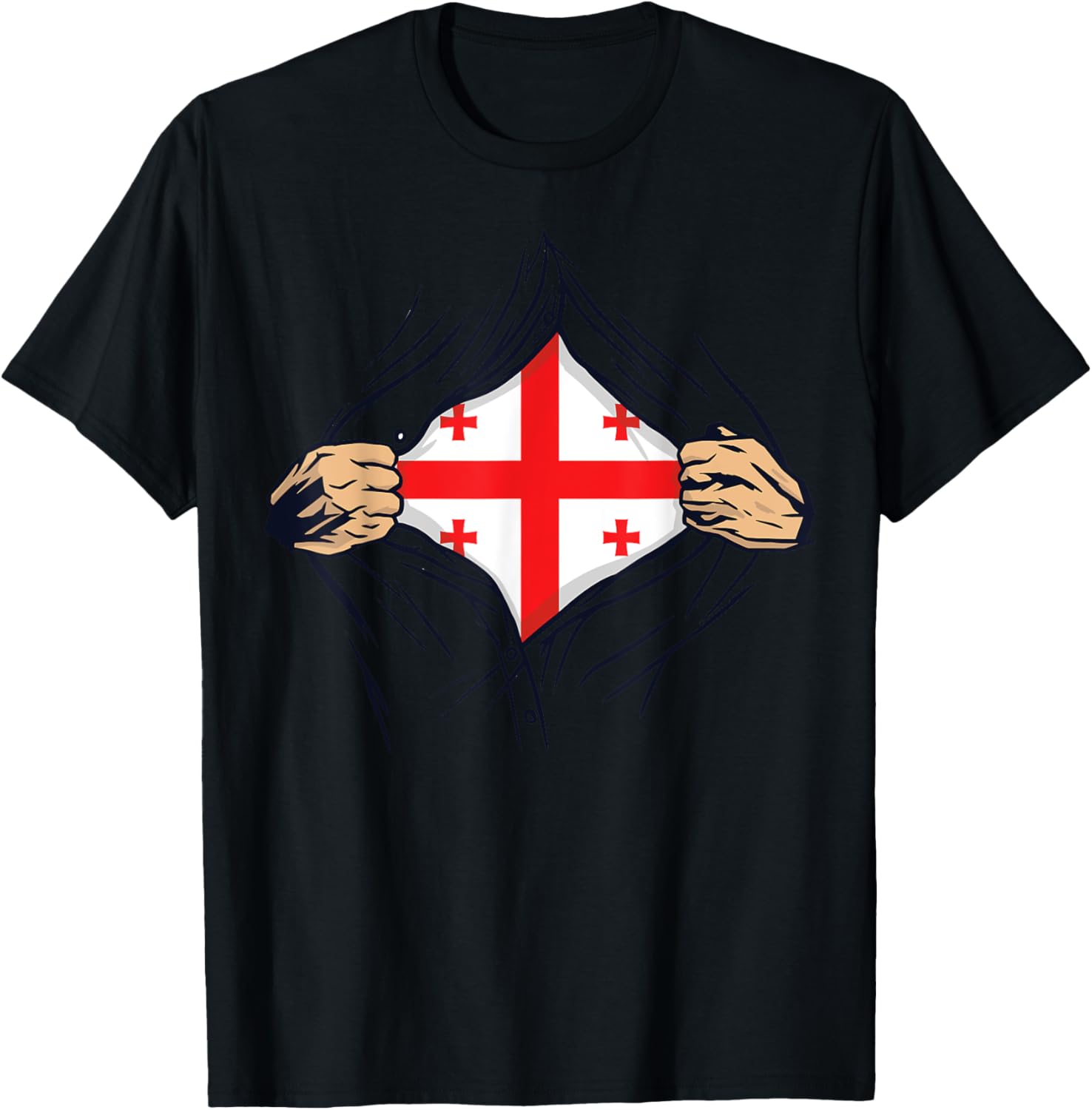 Proud Georgian Love Georgia Flag Country Home Nation T-Shirt - T-Shirt | Black